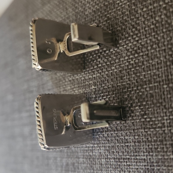 Rare NWOT Native American Handmade Whitewater Turquoise Men's Cufflinks 💙🖤🎁 - Picture 4 of 11